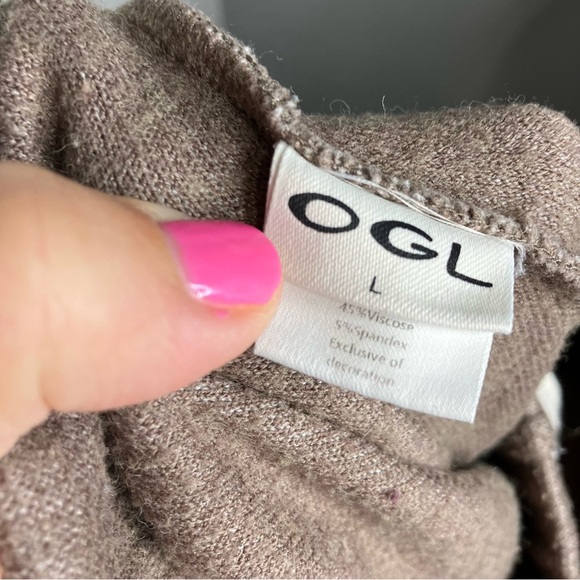 OGL wide leg pants athleisure apparel for outdoor life taupe color womens size L - Picture 5 of 7
